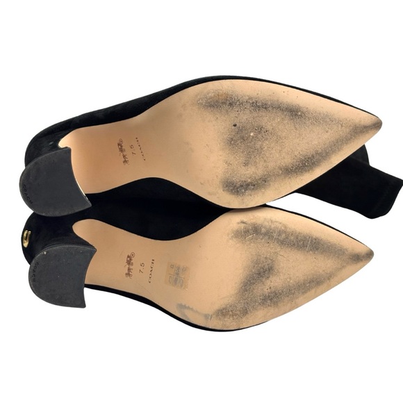 Coach Cece Black Suede Tall Boot in Box Womens 7.5 Pull-On Knee High Logo - Picture 7 of 9